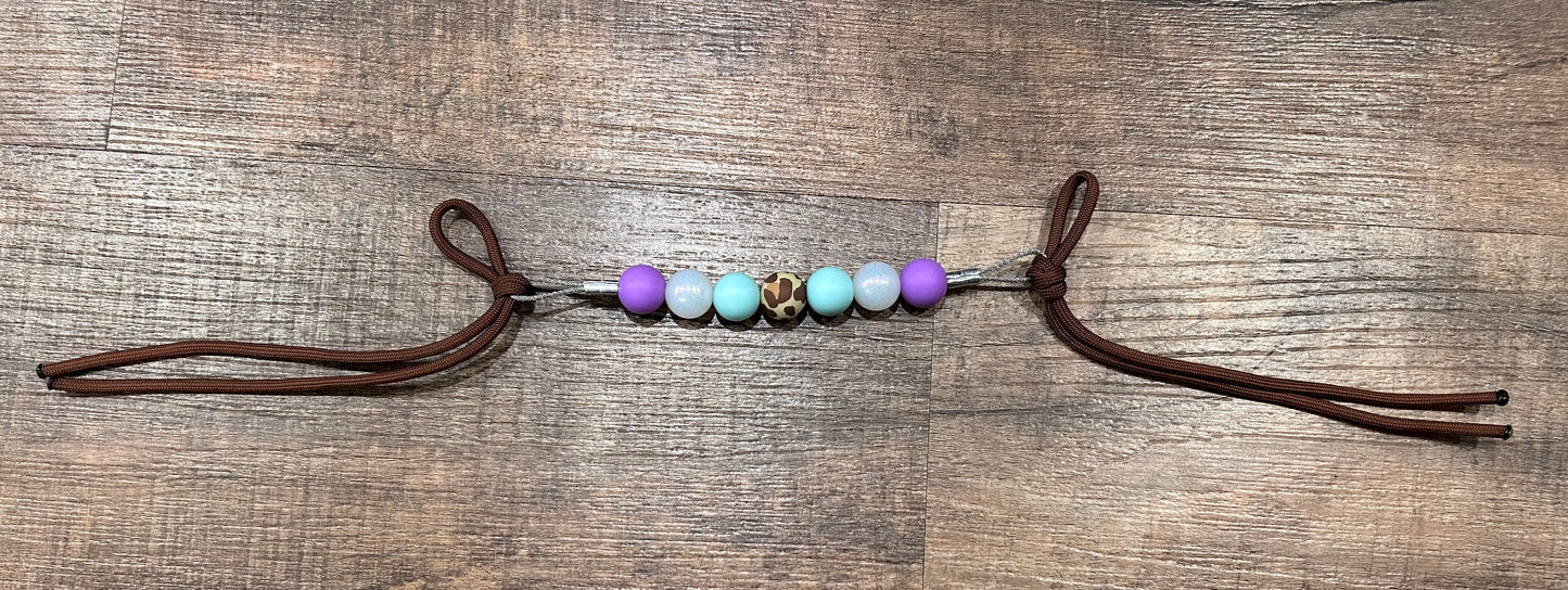 Purple, Teal, Leopard Beaded Curb Strap - Horse Sized