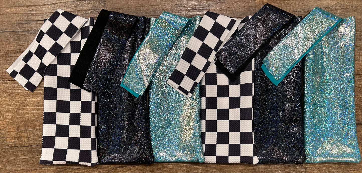 Checkered and Teal Mane Bags