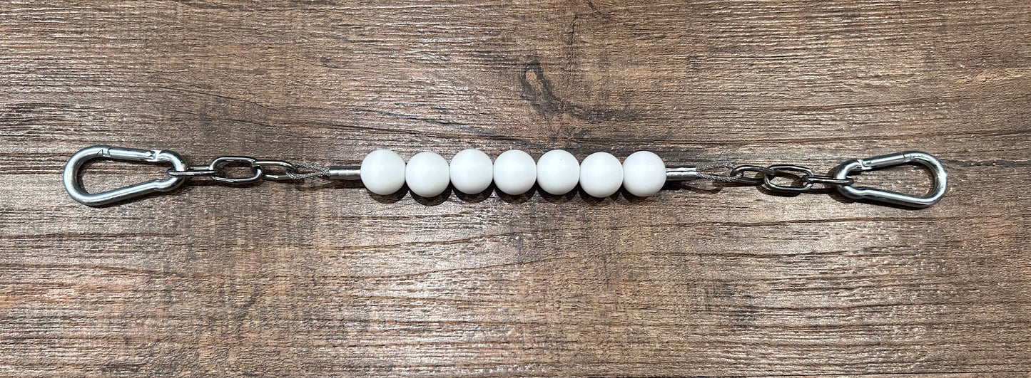 White Beaded Curb Chain - Horse Sized
