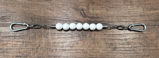 White Beaded Curb Chain - Horse Sized