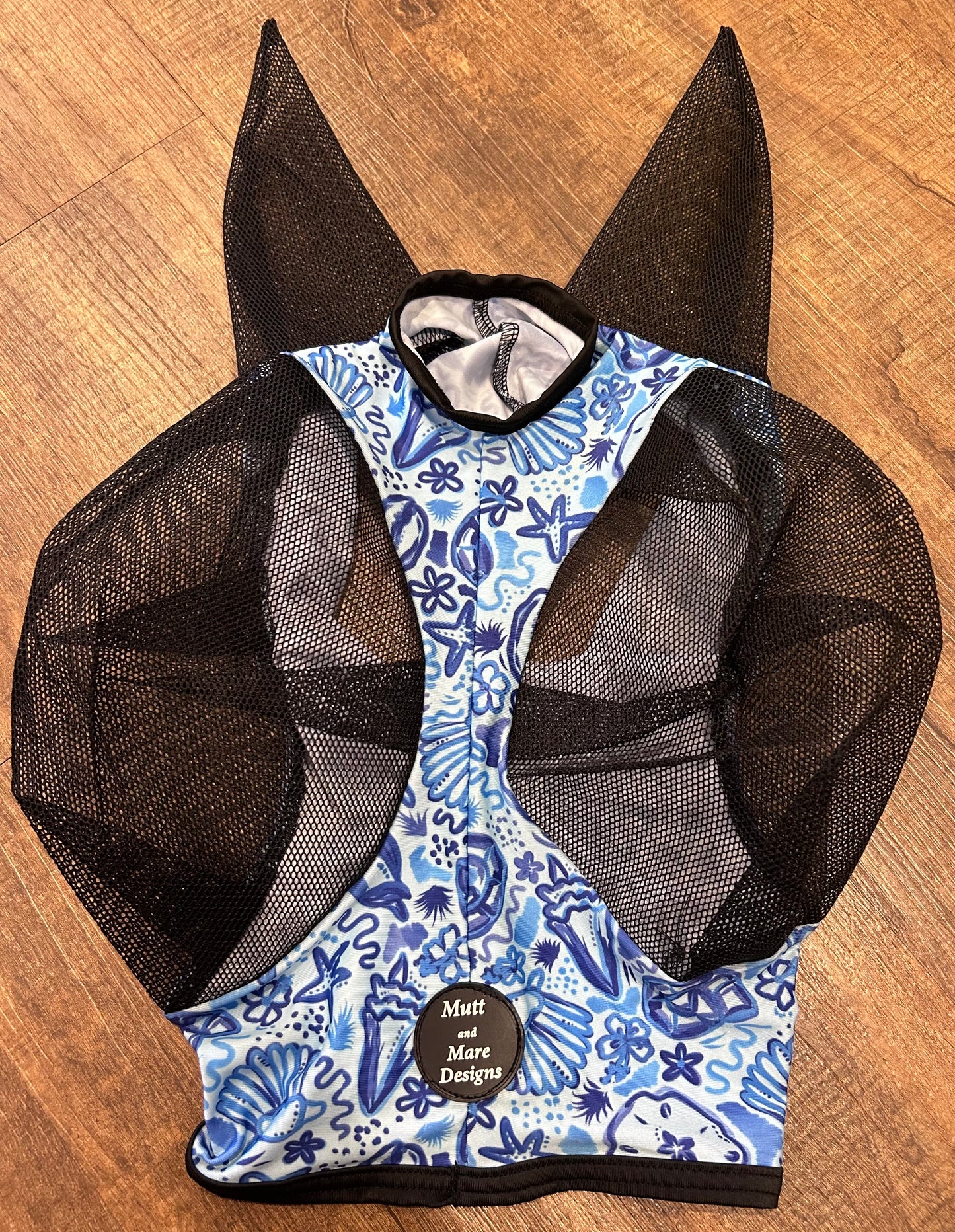 Blue Seashell Stretch Fly Mask
