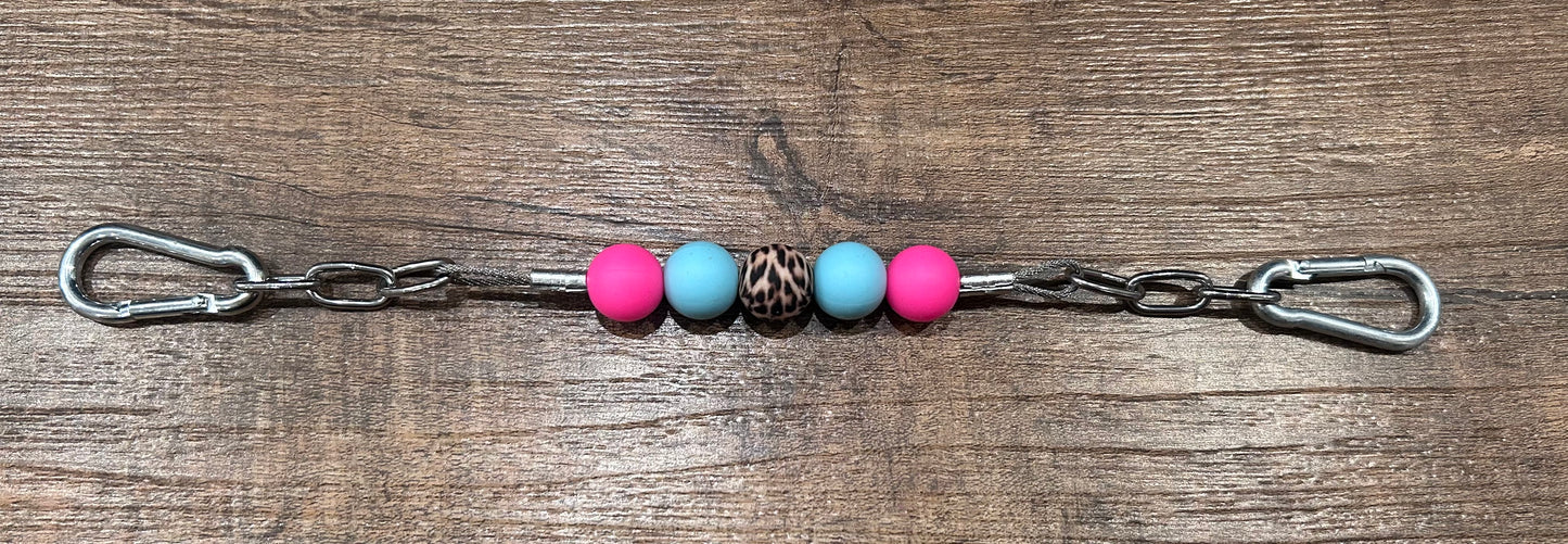 Pink and Teal Cheetah Beaded Curb Chain - Cob Sized