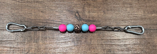 Pink and Teal Cheetah Beaded Curb Chain - Cob Sized