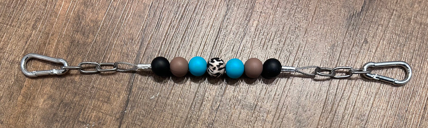 Teal and Brown Leopard Curb Chain - Horse Sized