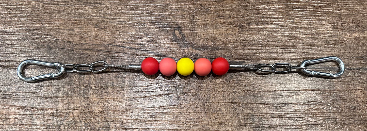 Red, Orange, Yellow Beaded Curb Chain - Cob Sized