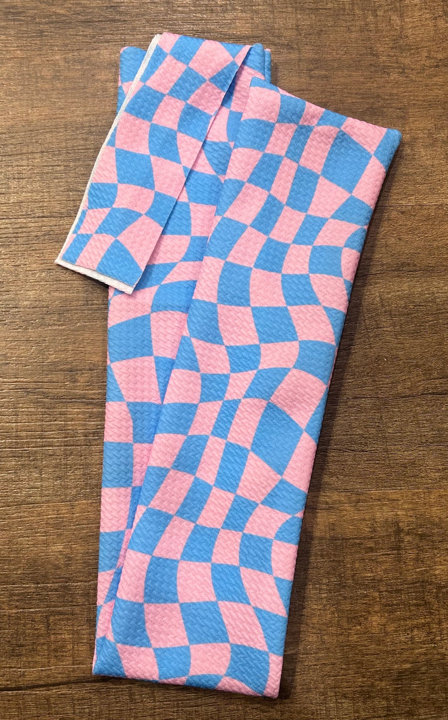 Pink and Blue Checkered Tail Bag
