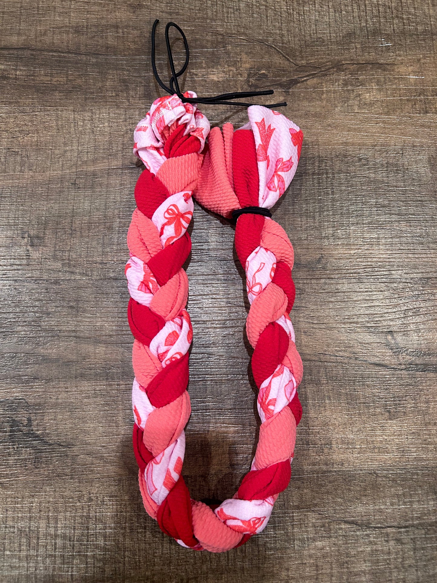 Red and Pink Bow Braided Tail Bag