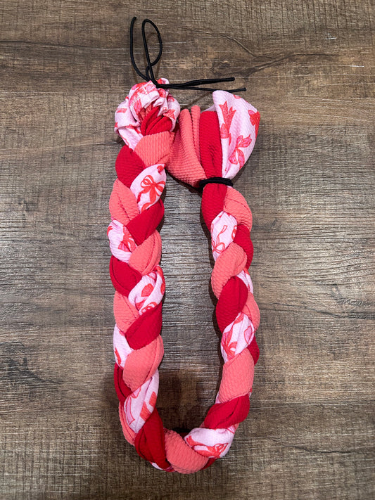 Red and Pink Bow Braided Tail Bag