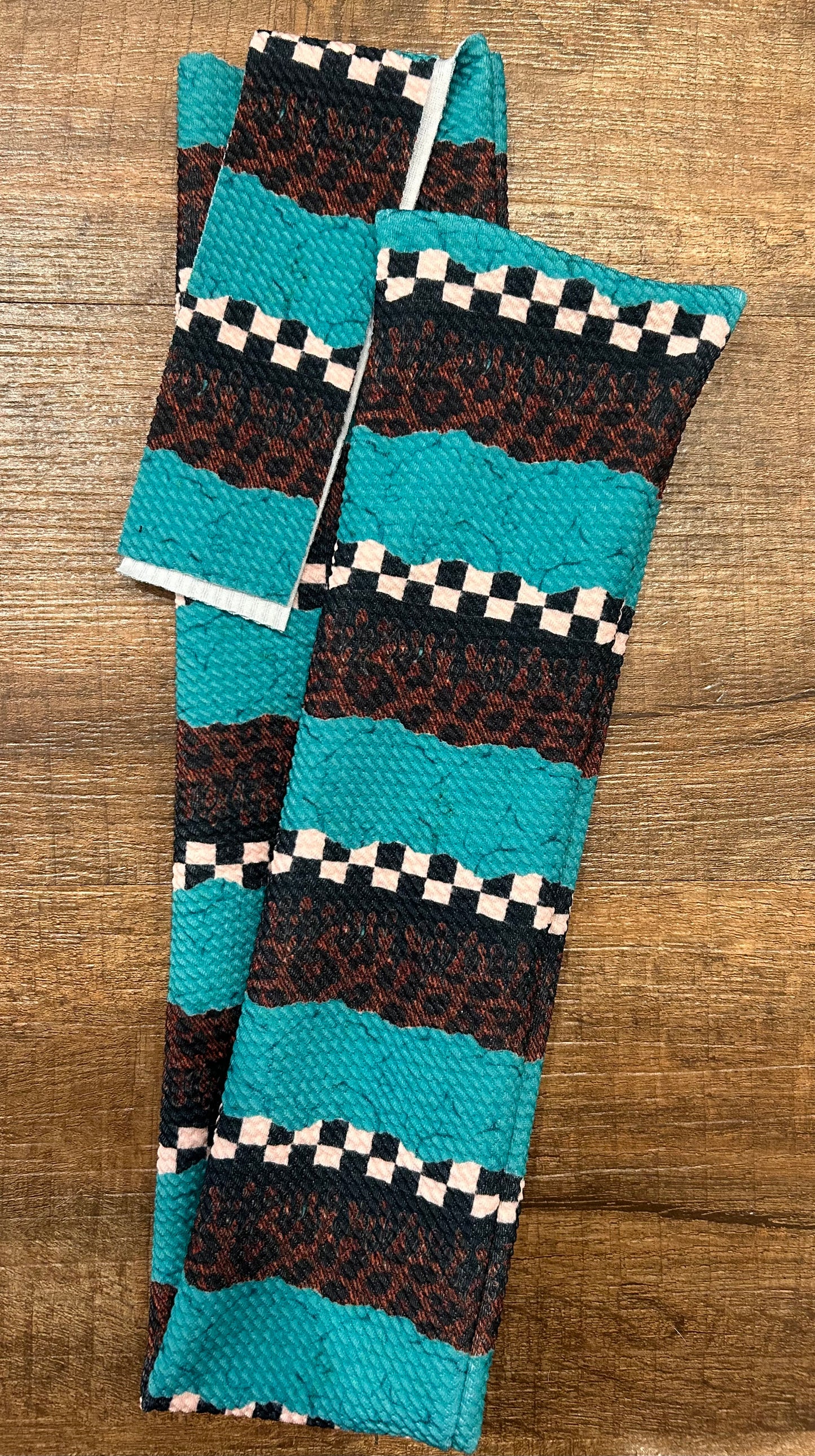 Turquoise and Checkered Tail Bag