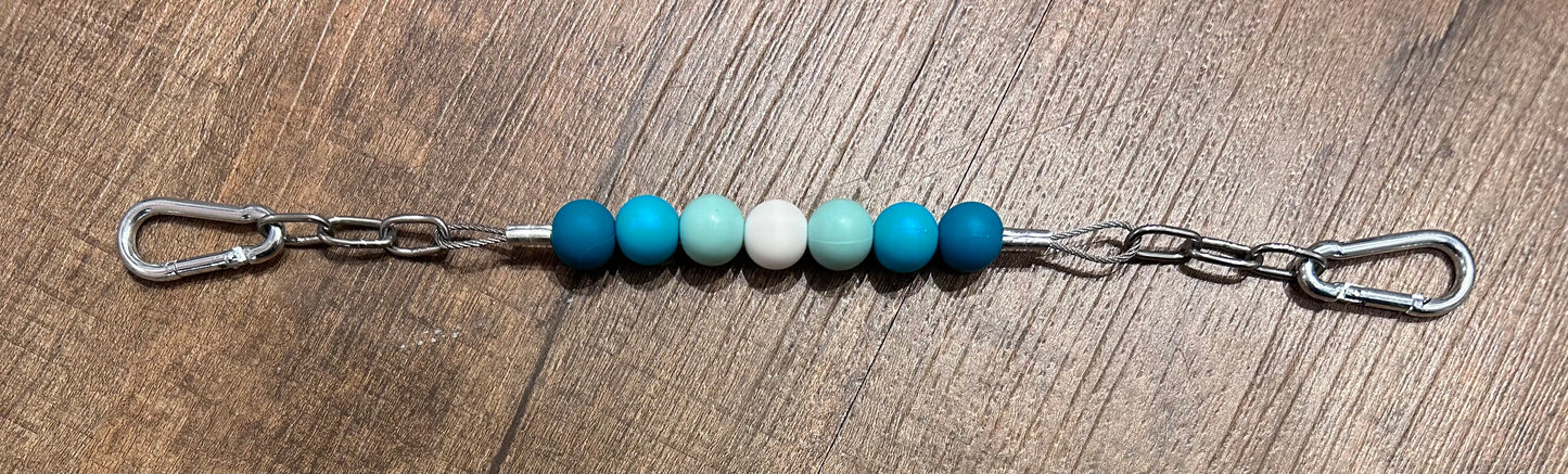 Teal and White Curb Chain - Horse Sized