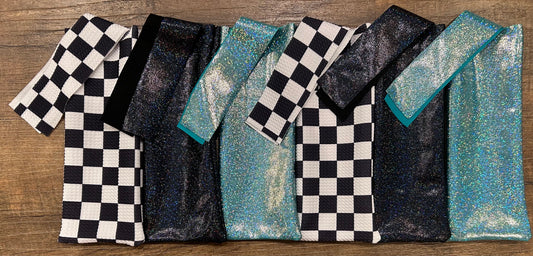 Checkered and Teal Mane Bags